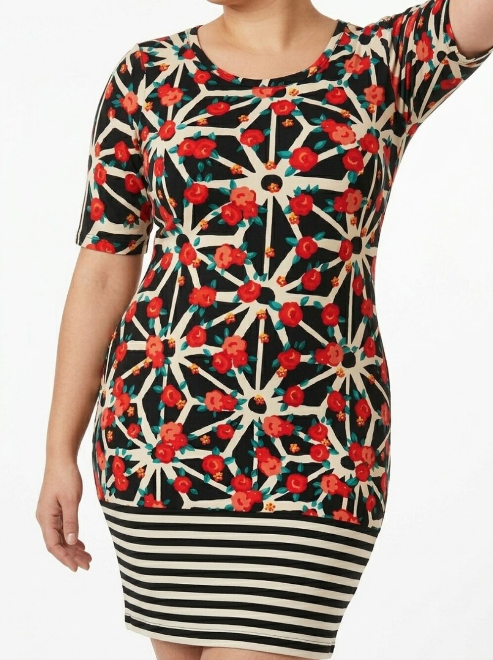 LuLaRoe Black and Red Floral Midi Dress